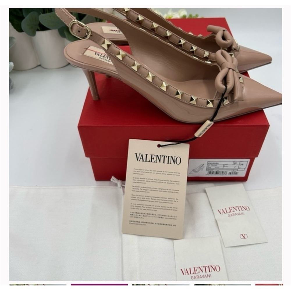 Valentino Garavani rock stud 60 patent leather sling back pumps size 38 - Picture 10 of 10